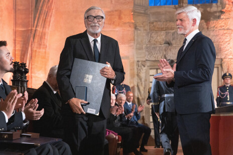 Jiří Bartoška receives a state award from President of the Czech Republic Petr Pavel